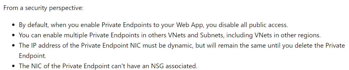 Security perspective App Service from azure docs